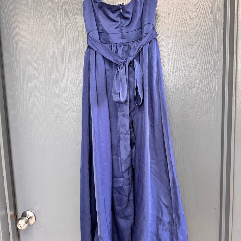 NWOT Lulus Elegant Navy Blue Strapless Bubble Hem Midi Dress - Picture 10 of 12